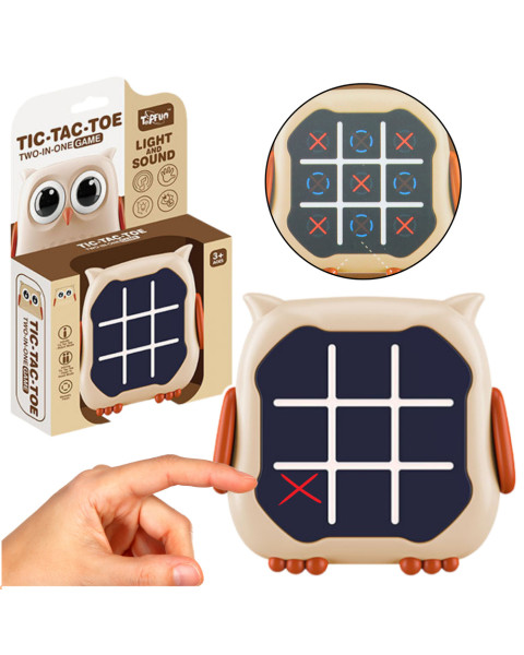 Elektroniskā atmiņas spēle 3in1 Tic Tac Toe „Pūce“, bēša