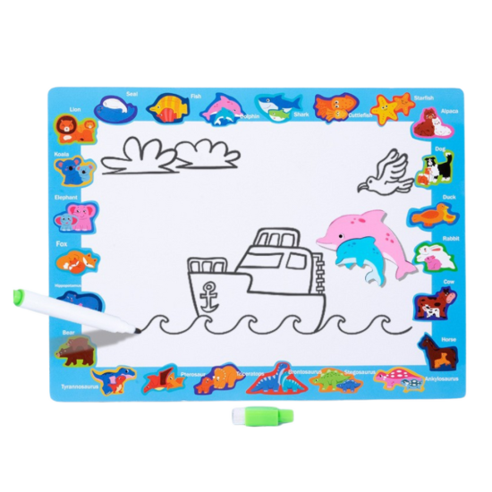 Puzzle Board 2in1 Wooden Educational Marker Dinosaurs 12pcs