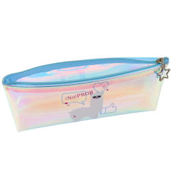 Bērnu hologrāfisks zils zīmuļstienis ar lamu motīvu, 21x6 cm