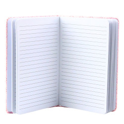 Rozā blociņš ar spīdīgu virsmu un aplikācijām, A6, 80 lappuses