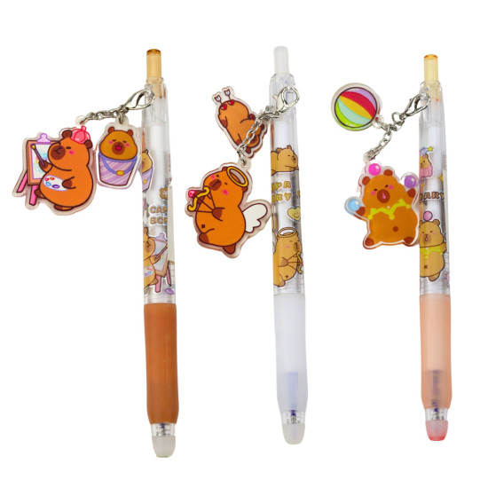 Gēla pildspalva ar piekariņu, zila tinte Kapibara 14,5 cm Zīmuļi un pildspalvas