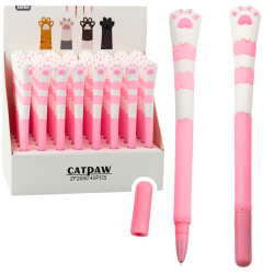 Rozā gēla pildspalva ar zilu tinti 16,5 cm Cat Paw