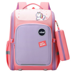 Rozā skolas mugursoma ar vienradzi un penālīti 21 l, 39 cm
