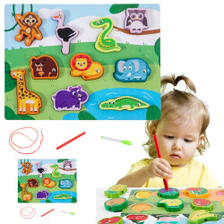 Koka puzles magnēti Ar dzīvniekiem savīta aukla