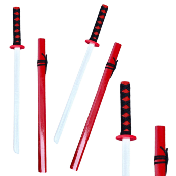 Koka katana zobens spēles mācību rekvizīti sarkans 70cm