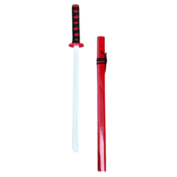 Koka katana zobens spēles mācību rekvizīti sarkans 70cm