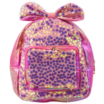 Bērnu rozā mugursoma ar spīdumiem 22 cm, 2,8 l