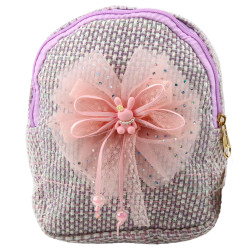 Bērnu violeta mugursoma ar lenti un zaķa motīvu, 21 cm, 2 l