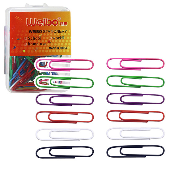 Spalvotų sąvaržėlių rinkinys, 30 mm, 40 vnt. Smulkios kanceliarinės priemonės