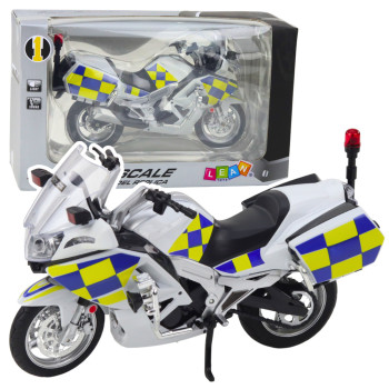 Policijas motocikla metāla lukturi skan balti 1:12