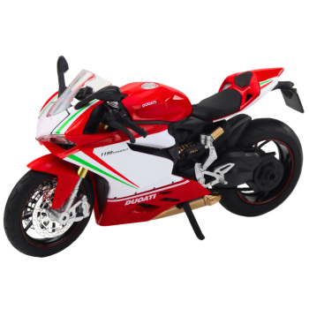 Sarkans/balts metāla sporta motocikls ar gaismām un skaņām, 1:12