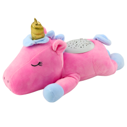 Plīša rozā vienradzis ar projektoru un šūpuļdziesmu