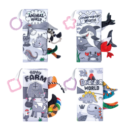 Mīksto izglītojošo sensorisko grāmatu komplekts maziem bērniem, 4 gab.