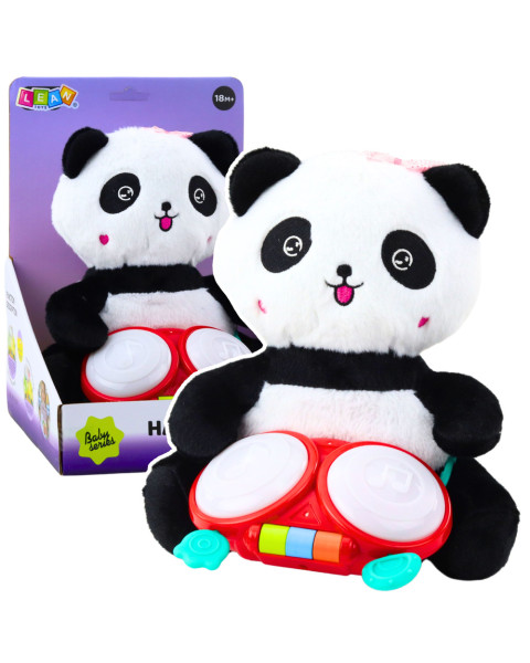 Plīša panda ar bungām - muzikāla rotaļlieta