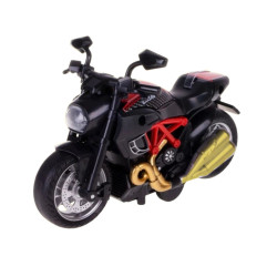 Motocikls, kas samontēts, griežot metālu 1:14, sarkanā krāsā