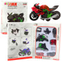 Saliekams metāla motocikls 1:14 ar skrūvgriezi, DIY, zaļš/sarkans