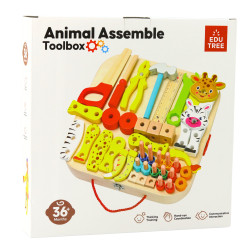 Koka amatniecības komplekts Dzīvnieki, kurus var salikt čemodānā 59gab.