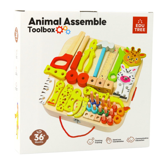 Wooden Craft Kit Animals To Assemble In A Suitcase 59pcs