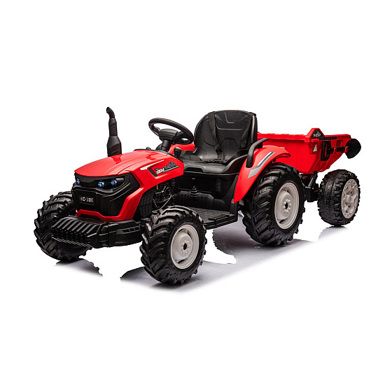 HC-306 Red Battery Tractor With 24V Trailer Elektriskās mašīnas bērniem