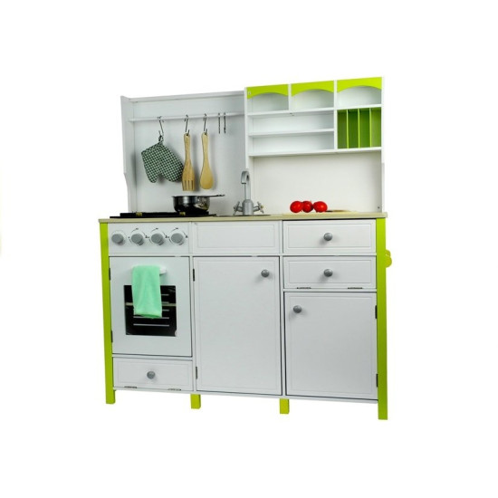 Wooden Kitchen for Children Green and White Paula Opening Elements