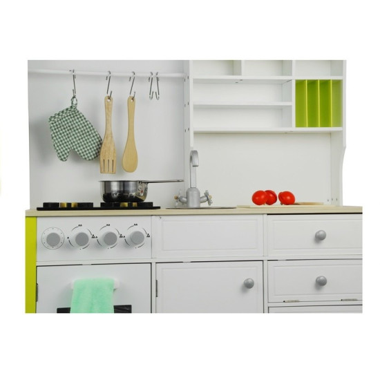 Wooden Kitchen for Children Green and White Paula Opening Elements