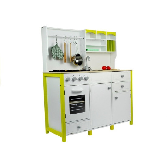 Wooden Kitchen for Children Green and White Paula Opening Elements