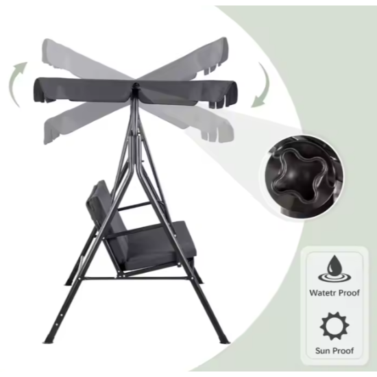 Three-person Garden Swing Rocking Cushions Mattress Gray