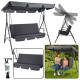 Three-person Garden Swing Rocking Cushions Mattress Gray