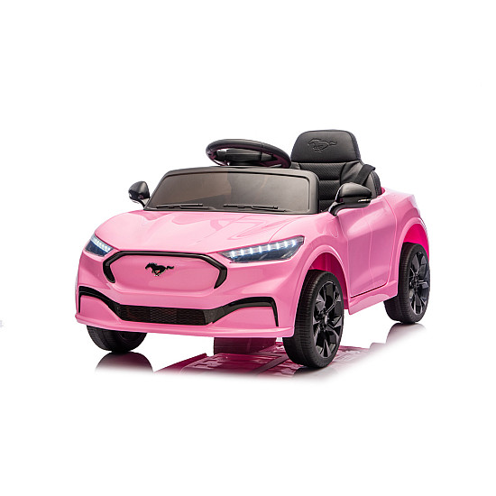 Ar akumulatoru darbināms rozā automobilis Ford Mustang Mach-E Automašīnas