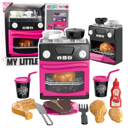 Rotaļlietu rozā pārtikas plīts ar gaismas un skaņas efektiem