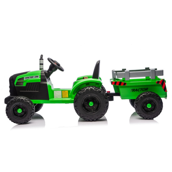 Zaļš elektriskais traktors CH9959B ar piekabi Elektriskās mašīnas bērniem