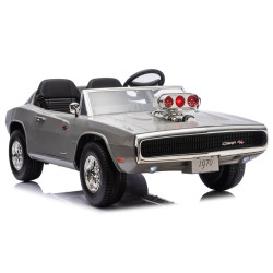 Akumulatora darbināms pelēks automobilis Dodge Charger R/T DLS-K12 