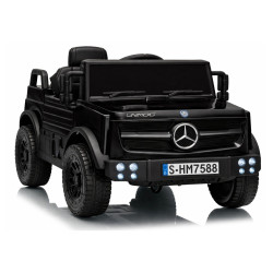 Akumulatora darbināms melns automobilis Mercedes Unimog HM7588