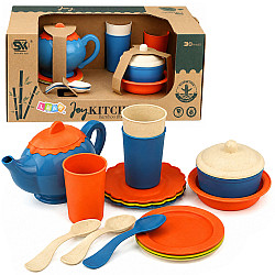 Zils/oranžs bērnu tējas servīzes komplekts