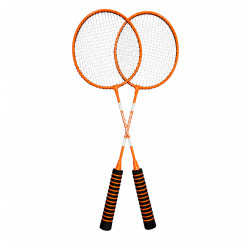Oranssi badmintonsetti, jossa on mailat
