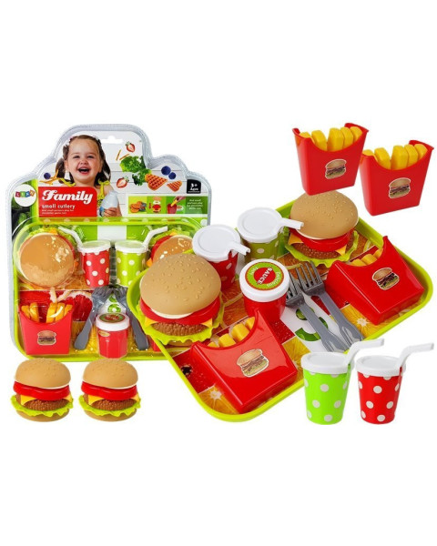 Hamburgera un kartupeļu komplekts ar paplāti