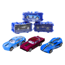 Cars with springs in metal suitcase, 16 pieces