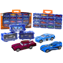 Cars with springs in metal suitcase, 16 pieces