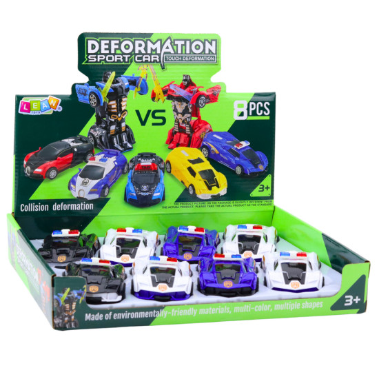 Auto Robot 2in1 Sports Police Car Drive Mix Rotaļlietu automašīnas