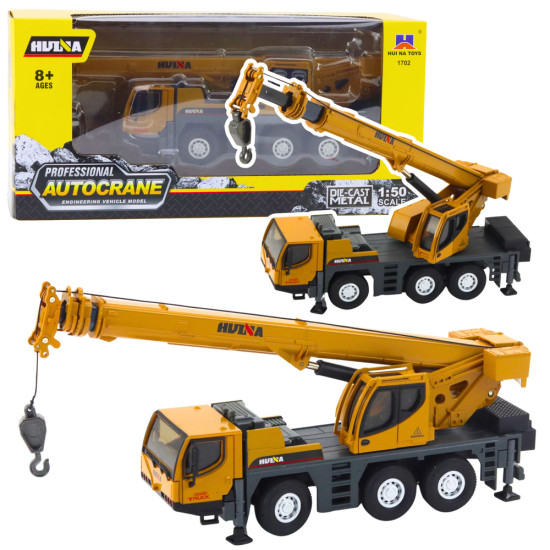 Autokrane Huina Crane Construction Vehicle Movable Metal Parts 1:50 Rotaļlietu automašīnas