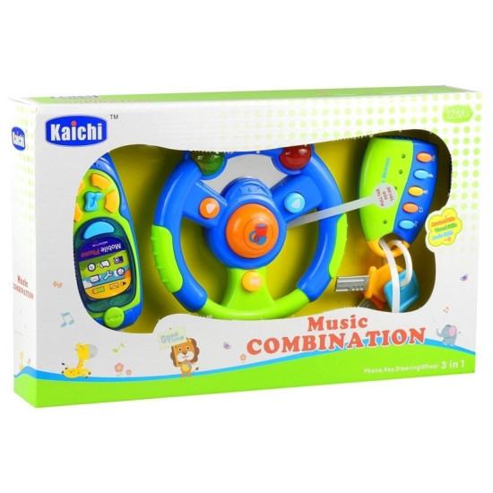 Baby Car Set Keys Steering Wheel Mobile Phone Rotaļlietu automašīnas