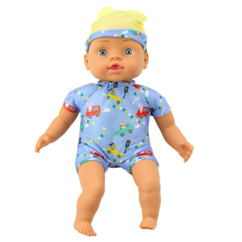 Zīdaiņu lelle zilās drēbēs 31 cm