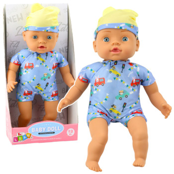 Zīdaiņu lelle zilās drēbēs 31 cm