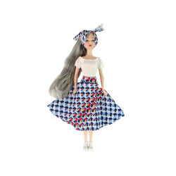 Leļļu Emilija ar kaķēnu un šūpolēm