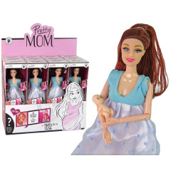 Grūtniece lelle ar bērnu, zila kleita