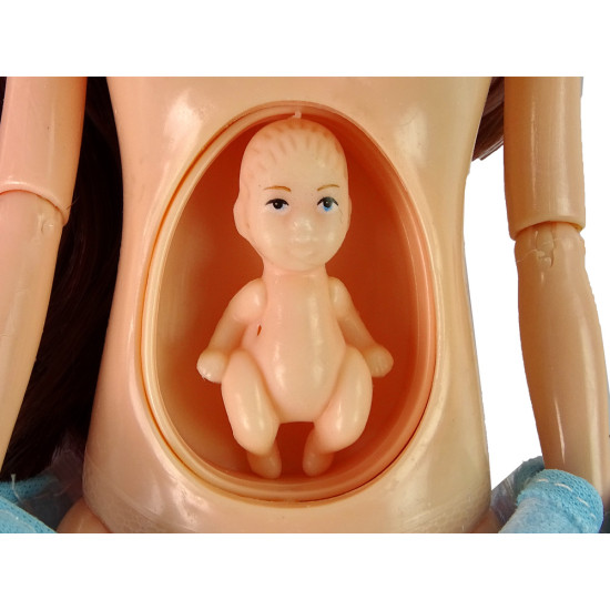 Grūtniece lelle ar bērnu, zila kleita Leļļu un spēļu komplekti