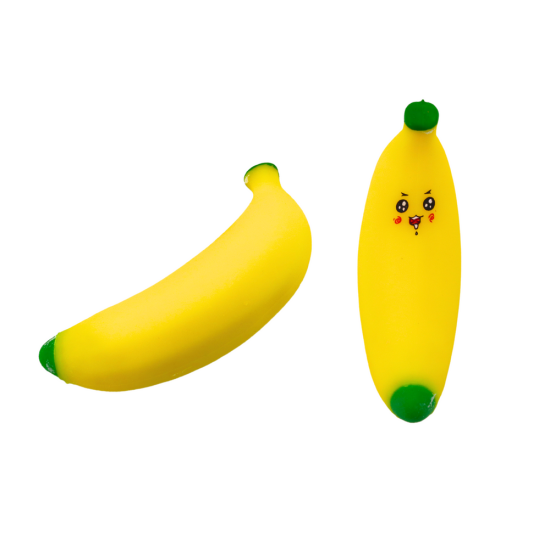 Dzeltena banāna formas mīksta antistresa rotaļlieta Leļļu un spēļu komplekti