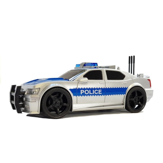 Battery Operated Police Car 1:20 Lights and Sounds Strung Silver Rotaļlietu automašīnas