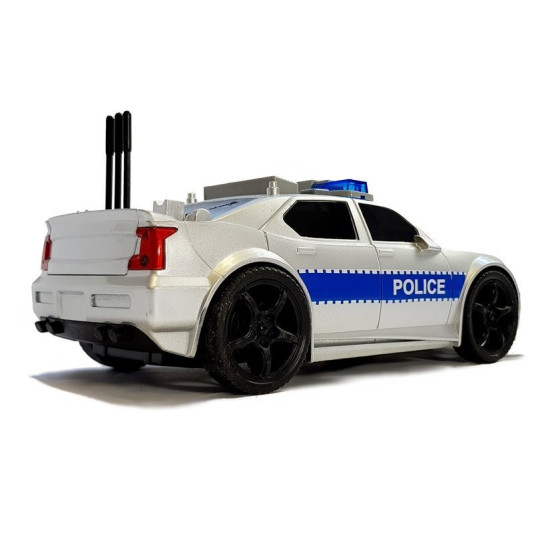 Battery Operated Police Car 1:20 Lights and Sounds Strung Silver Rotaļlietu automašīnas
