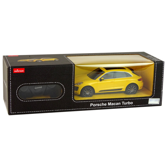 Car R/C Porsche Macan Turbo 1:24 Rastar Yellow Rotaļlietu automašīnas